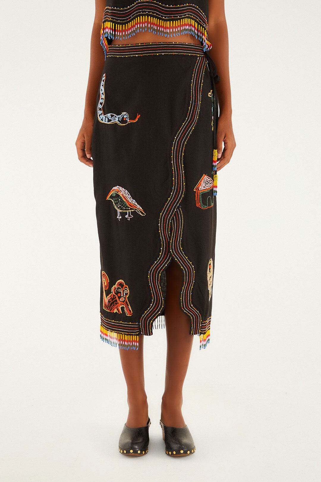 Ana Leovy Farm Rio Figures Lenzing™ Ecovero™ Euroflax™ Wrap Midi Skirt