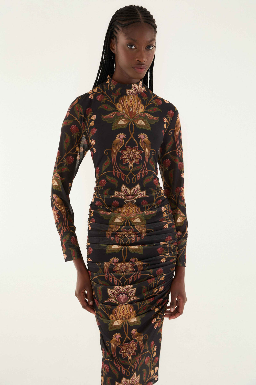 Black Berry Garden Tulle Midi Dress