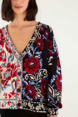 Black Mixed Valentina V Neck Knit Cardigan