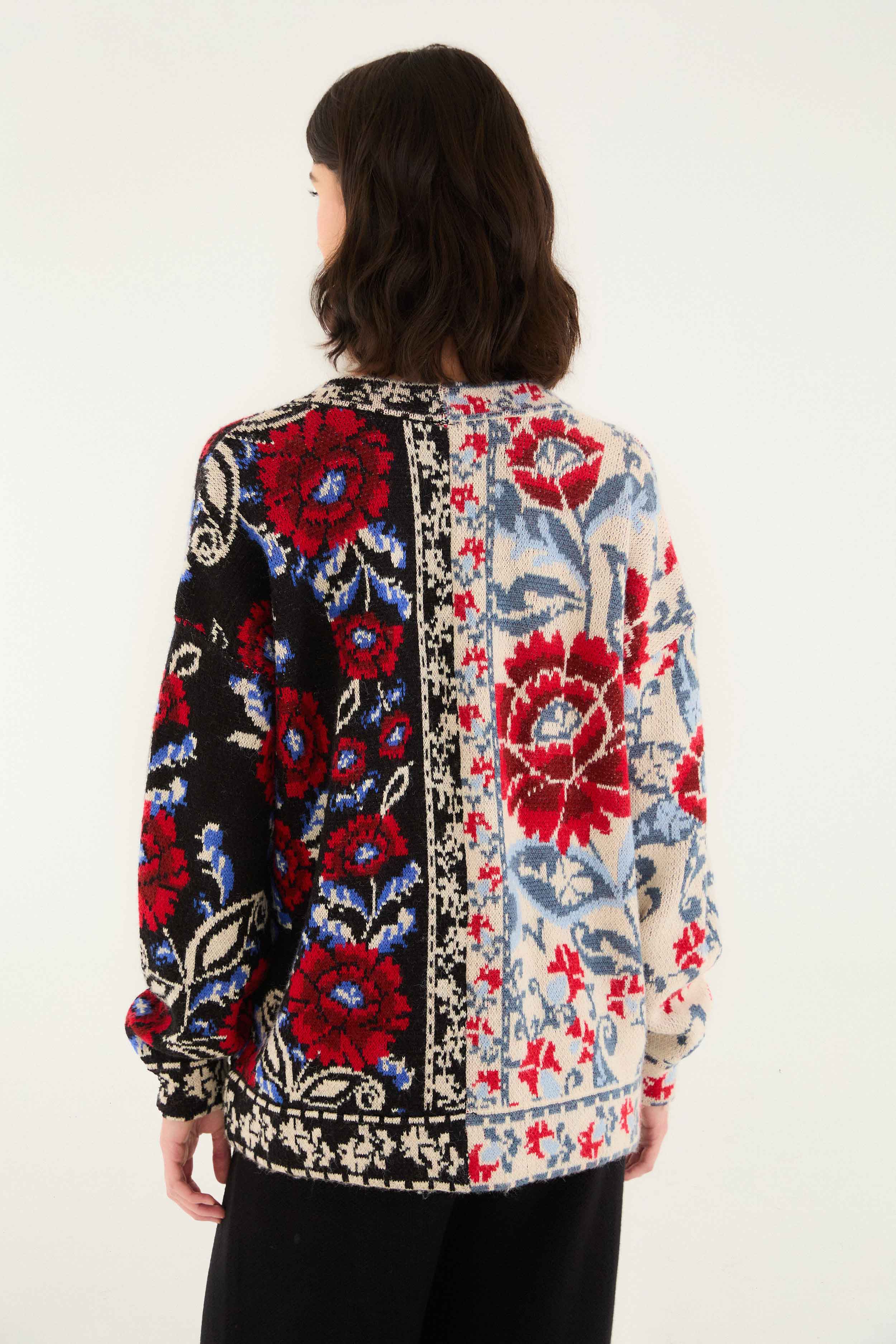 Black Mixed Valentina V Neck Knit Cardigan