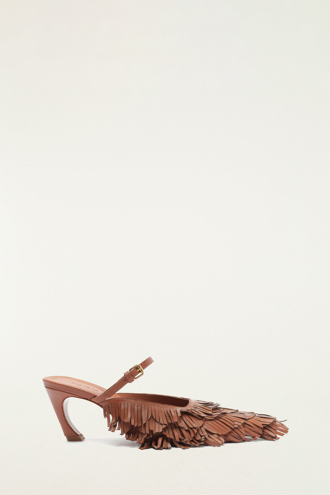 Brown Fringe Heeled Sandal