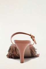 Brown Fringe Heeled Sandal