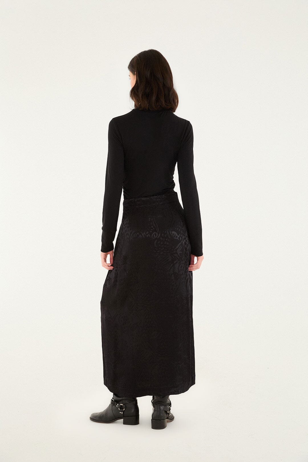 Black Midnight Leopards Jacquard Maxi Skirt