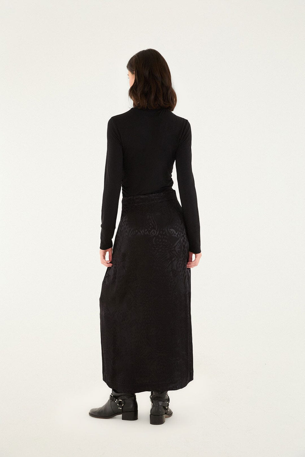 Black Midnight Leopards Jacquard Maxi Skirt