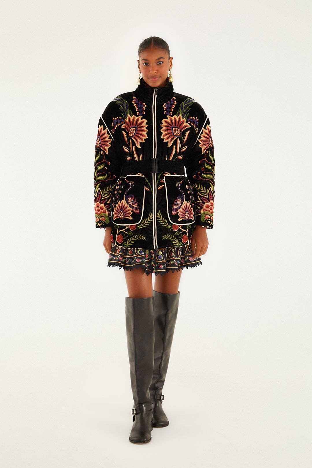 Black Marvelous Garden Puffer Jacket