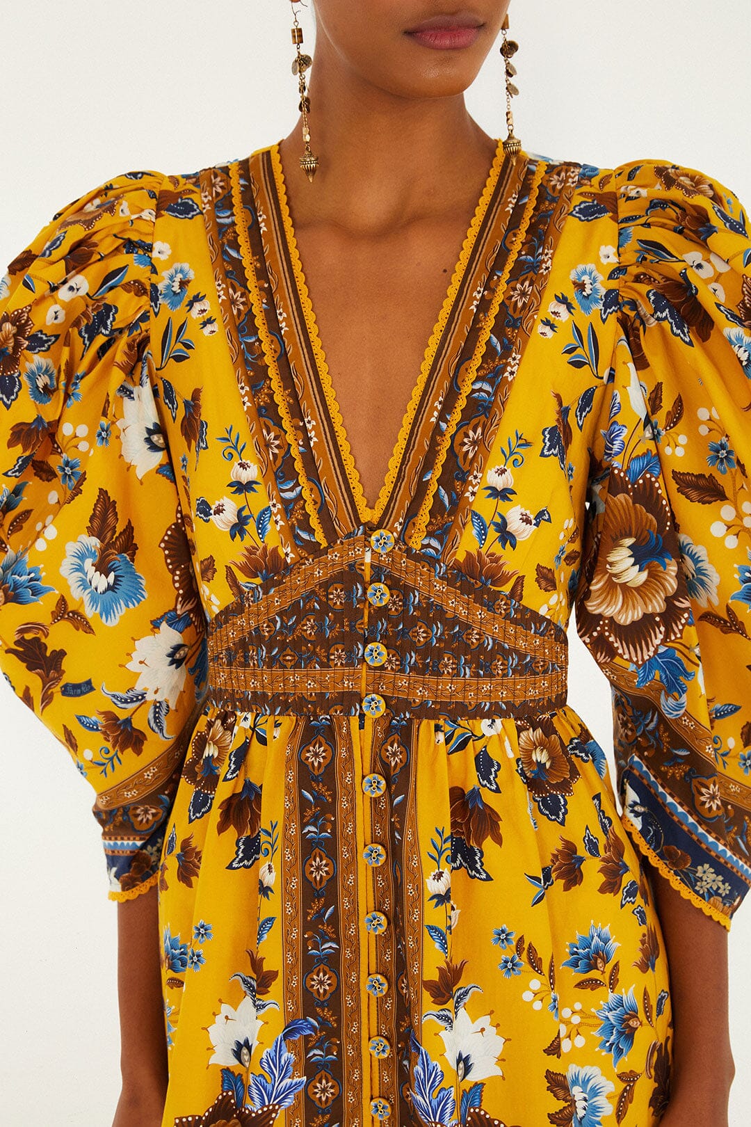 Yellow Flowering Garden Tree Mini Dress