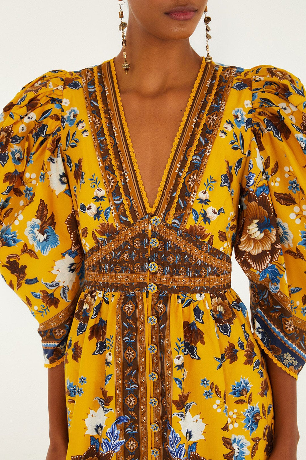 Yellow Flowering Garden Tree Mini Dress