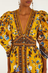 Yellow Flowering Garden Tree Mini Dress