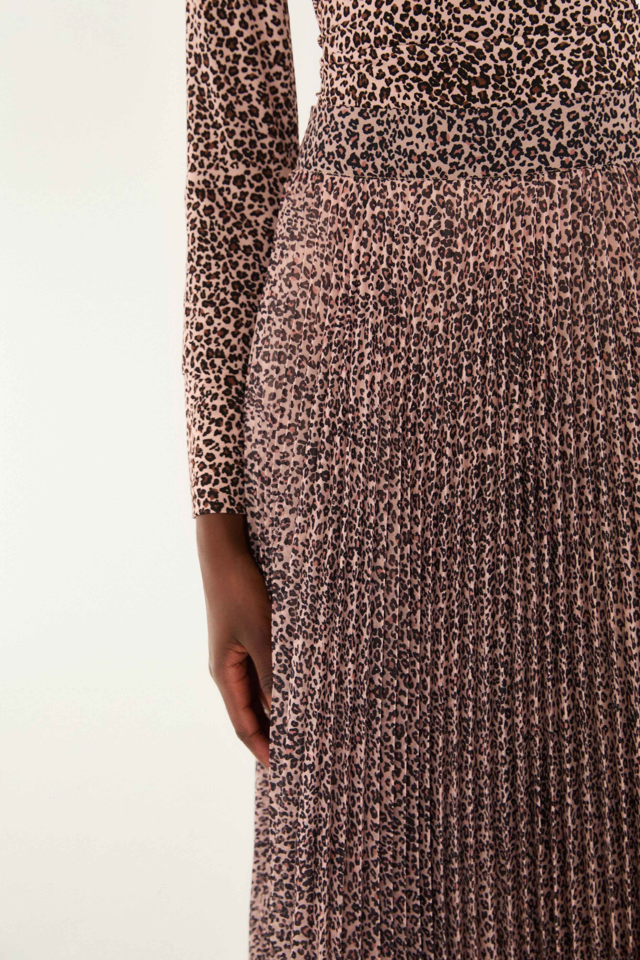 Pink Baby Leopard Pleated Maxi Skirt