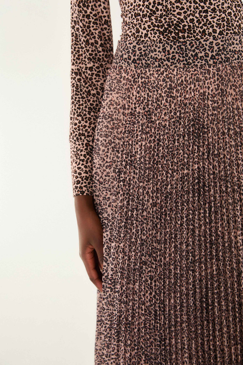 Pink Baby Leopard Pleated Maxi Skirt