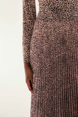 Pink Baby Leopard Pleated Maxi Skirt