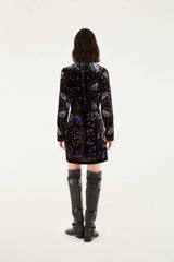 Black Arabesque Mix Scarves Wrap Mini Dress