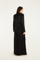 Black Leopard Wide-Leg Jacquard Pants