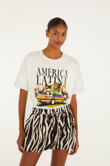 Black Tropical Zebra Organic Cotton Mini Skirt