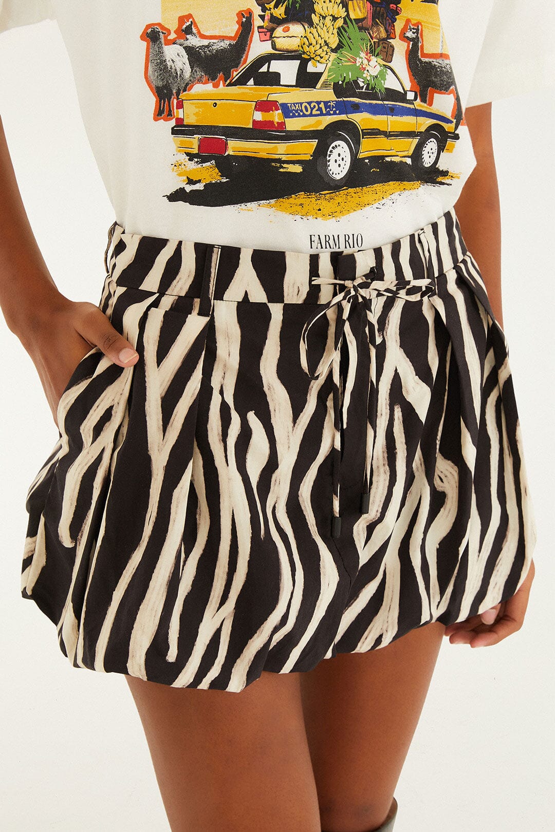Black Tropical Zebra Organic Cotton Mini Skirt