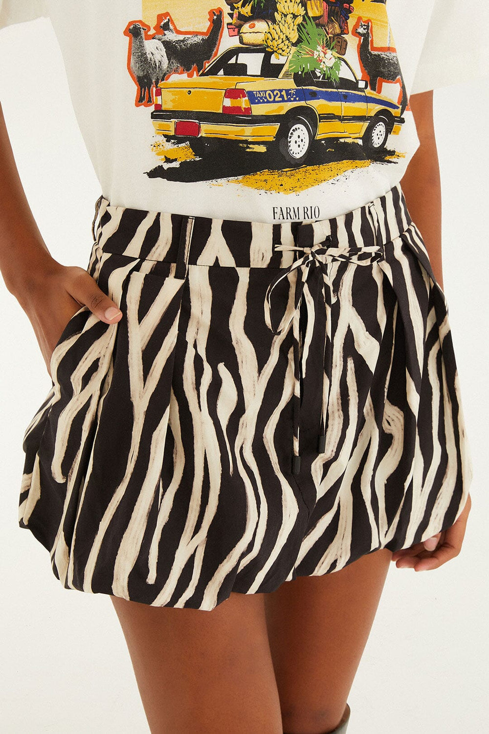 Black Tropical Zebra Organic Cotton Mini Skirt