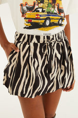 Black Tropical Zebra Organic Cotton Mini Skirt
