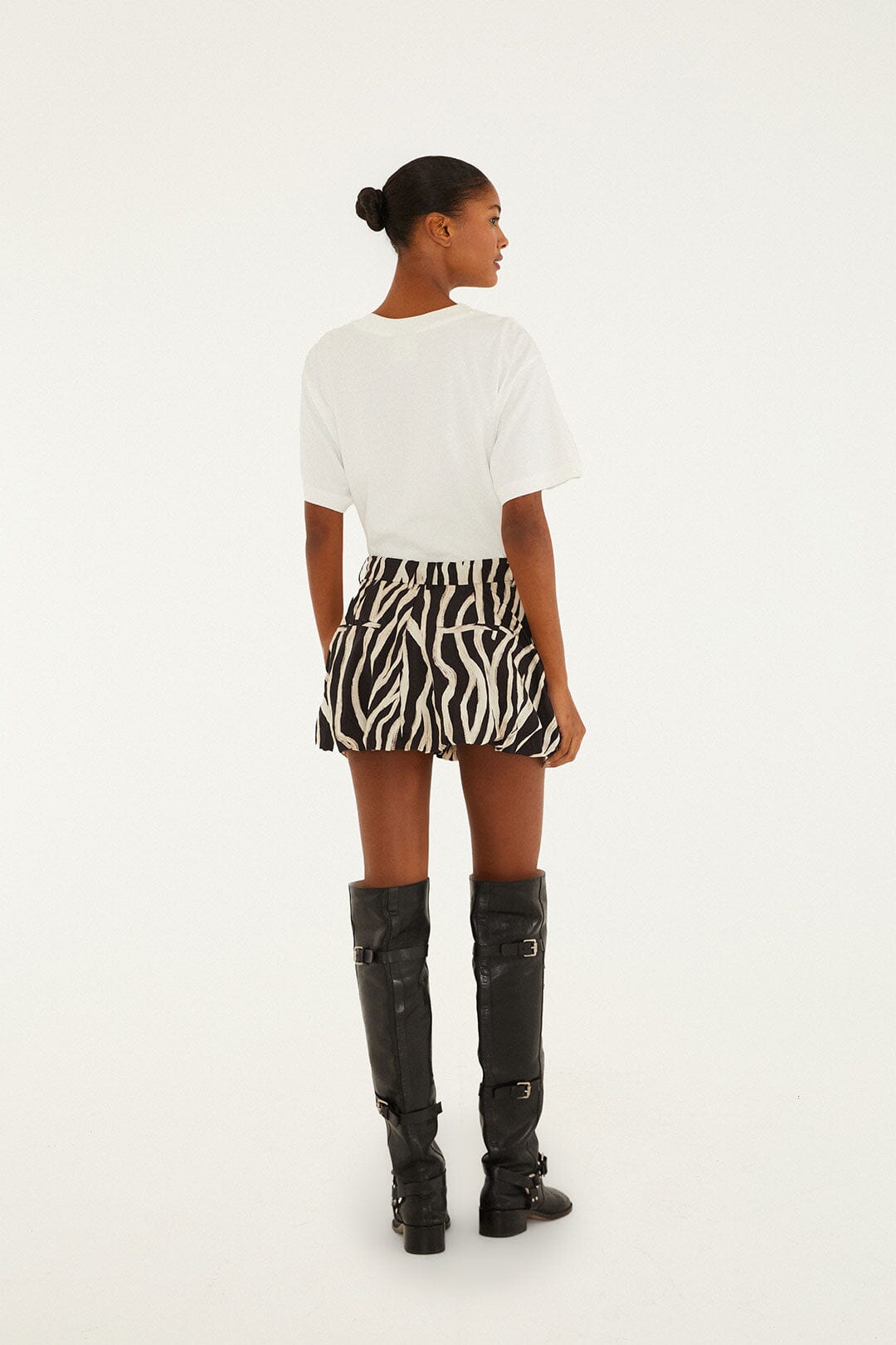 Black Tropical Zebra Organic Cotton Mini Skirt
