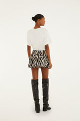 Black Tropical Zebra Organic Cotton Mini Skirt