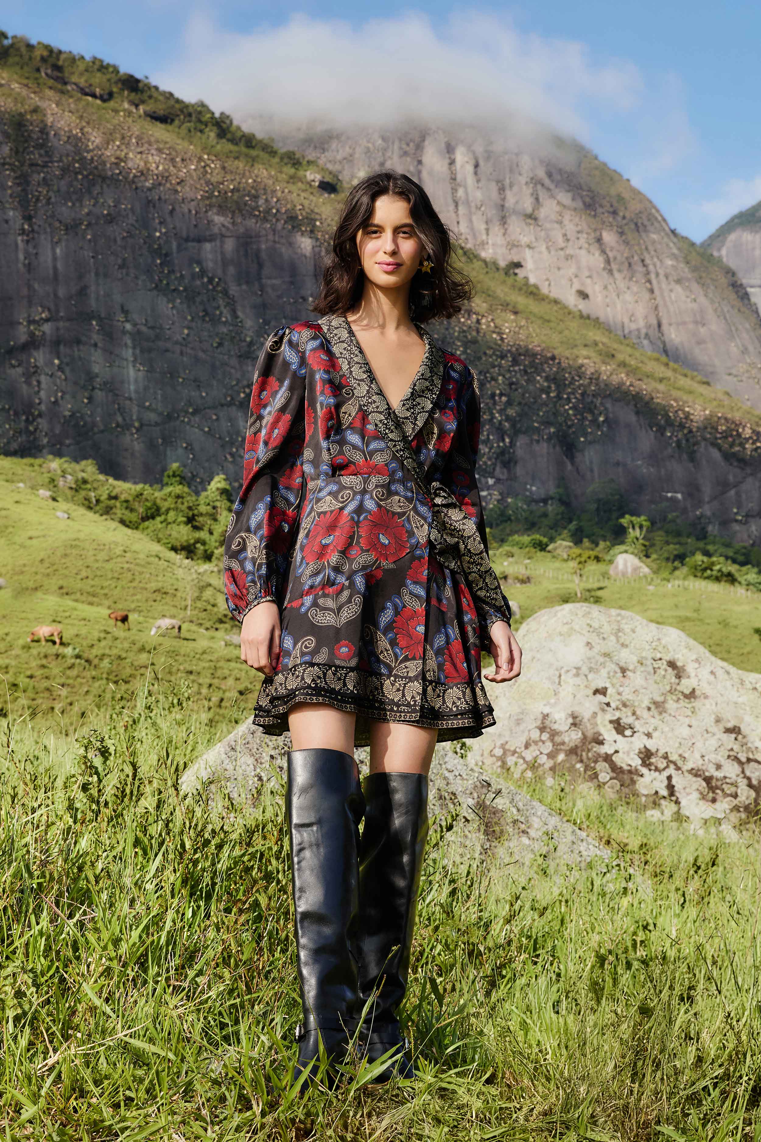 Black Valentina Wrap Lenzing� Ecovero� Viscose Mini Dress