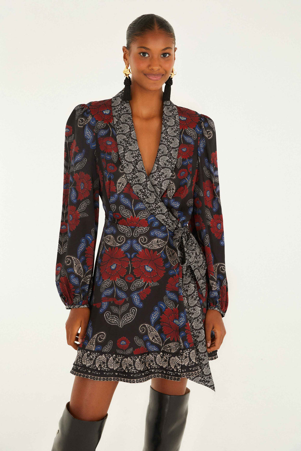 Black Valentina Wrap Lenzing� Ecovero� Viscose Mini Dress