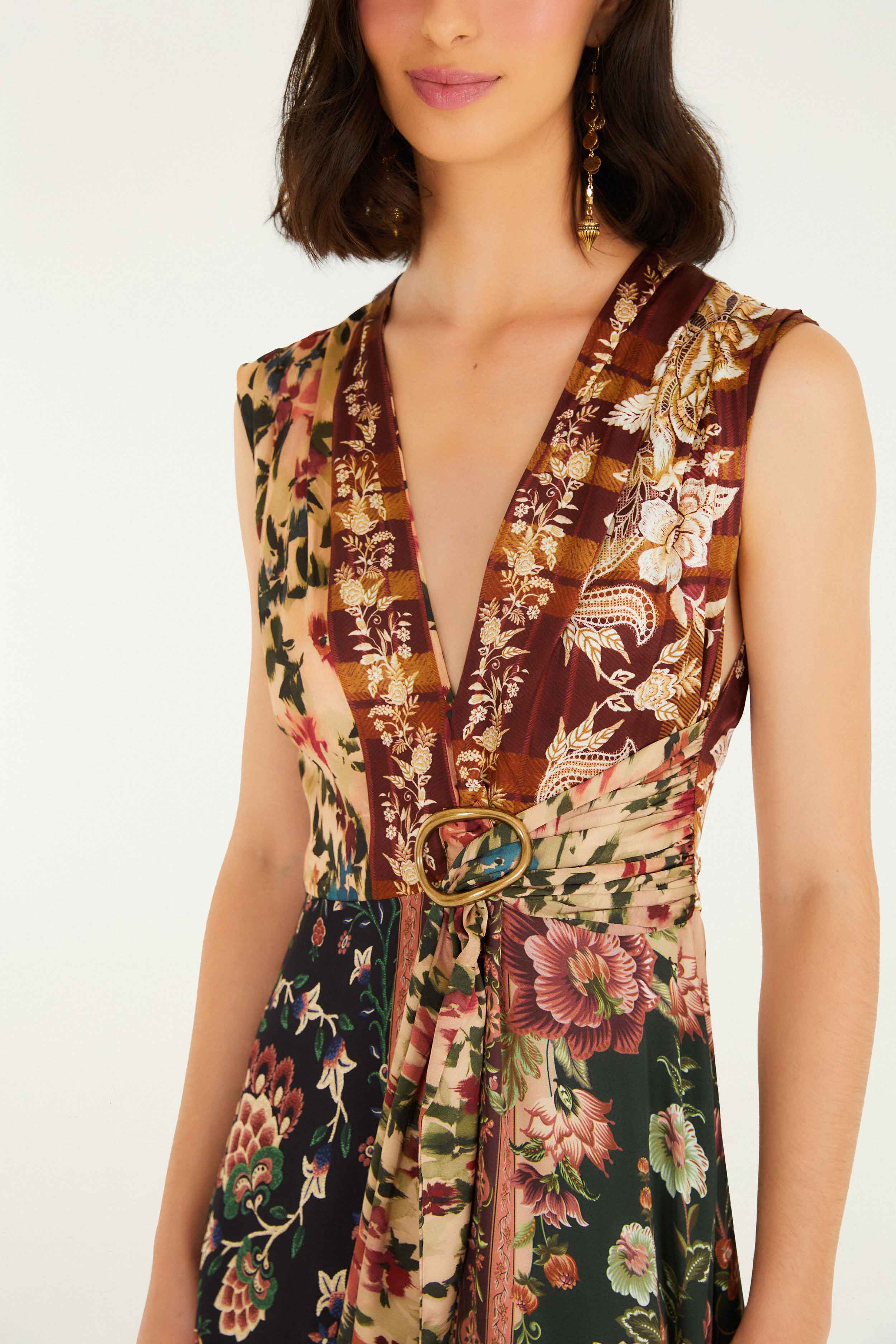 Mixed Winter Garden Lenzing™ Ecovero™ Viscose Sleeveless Maxi Dress