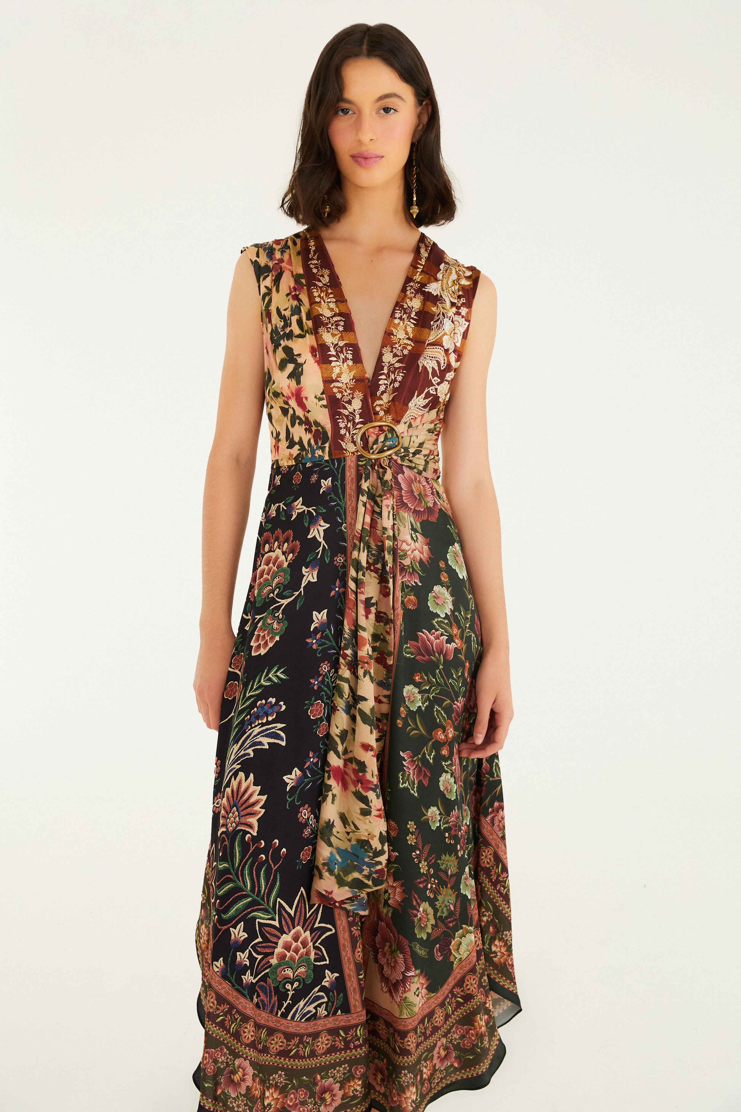 Mixed Winter Garden Lenzing™ Ecovero™ Viscose Sleeveless Maxi Dress