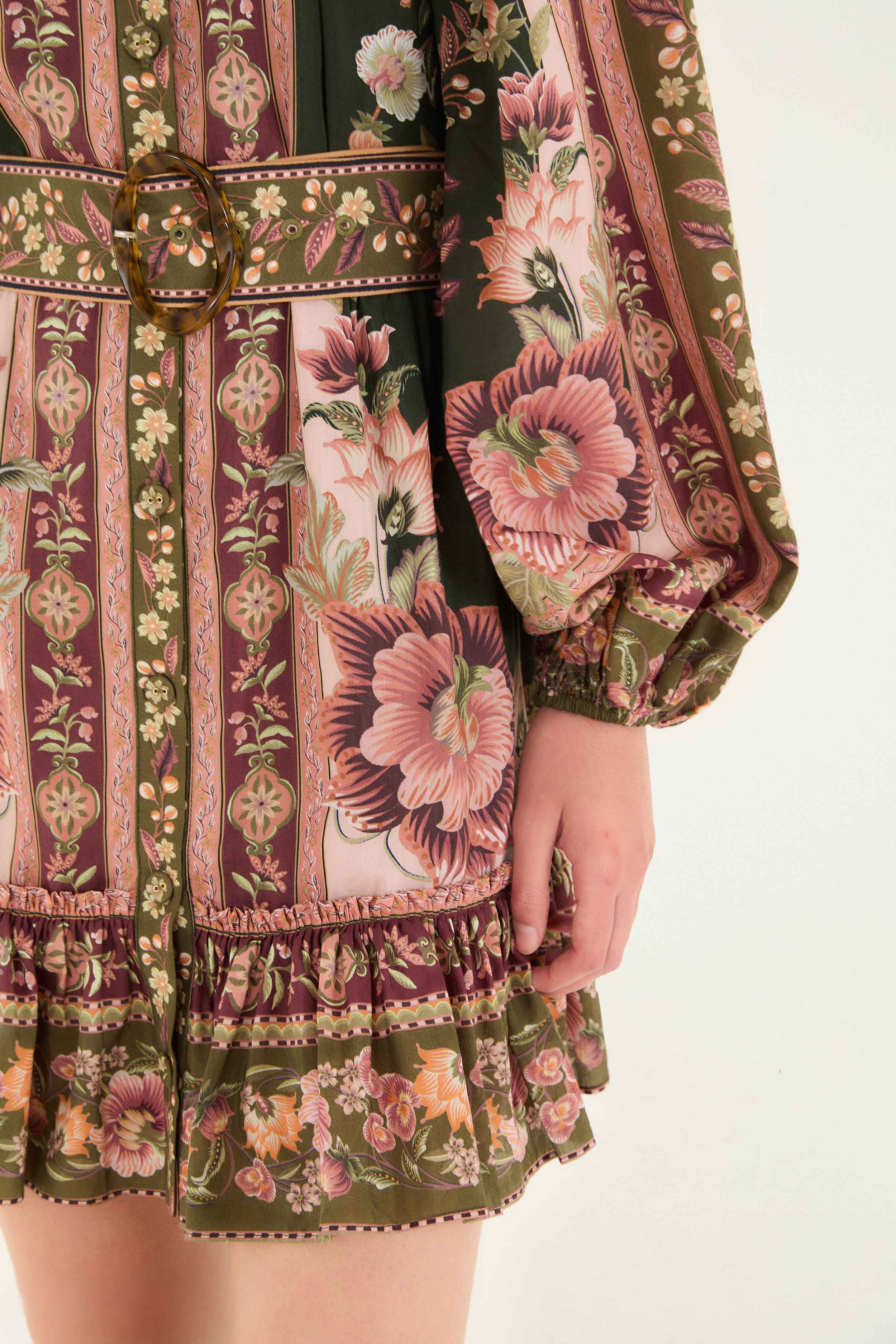 Green Flowering Garden Tree Mini Dress