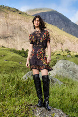 Black Berry Garden Mini Dress