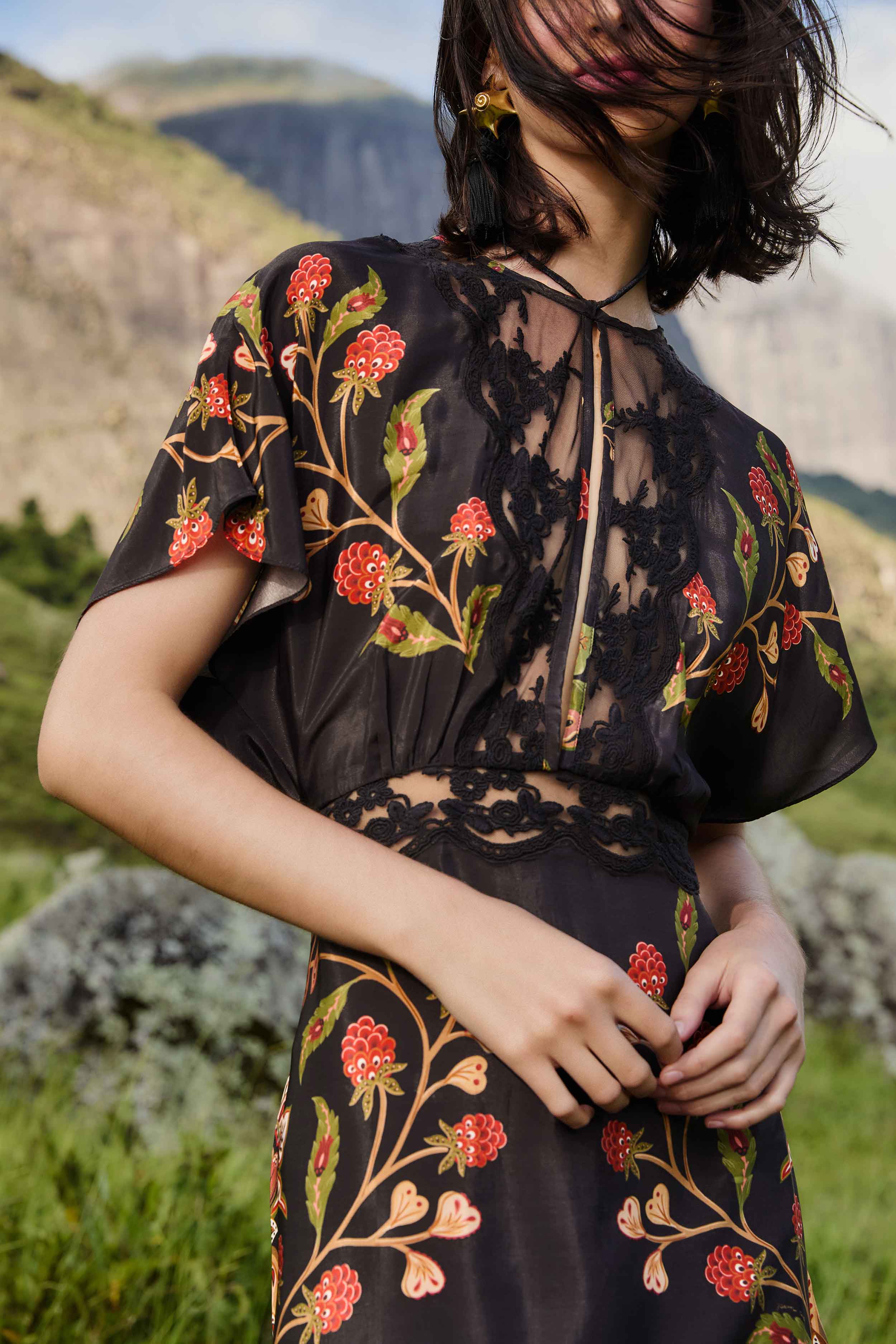 Black Berry Garden Mini Dress