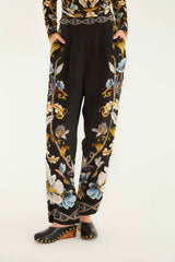 Black Flowerful Garden Pajama Pants