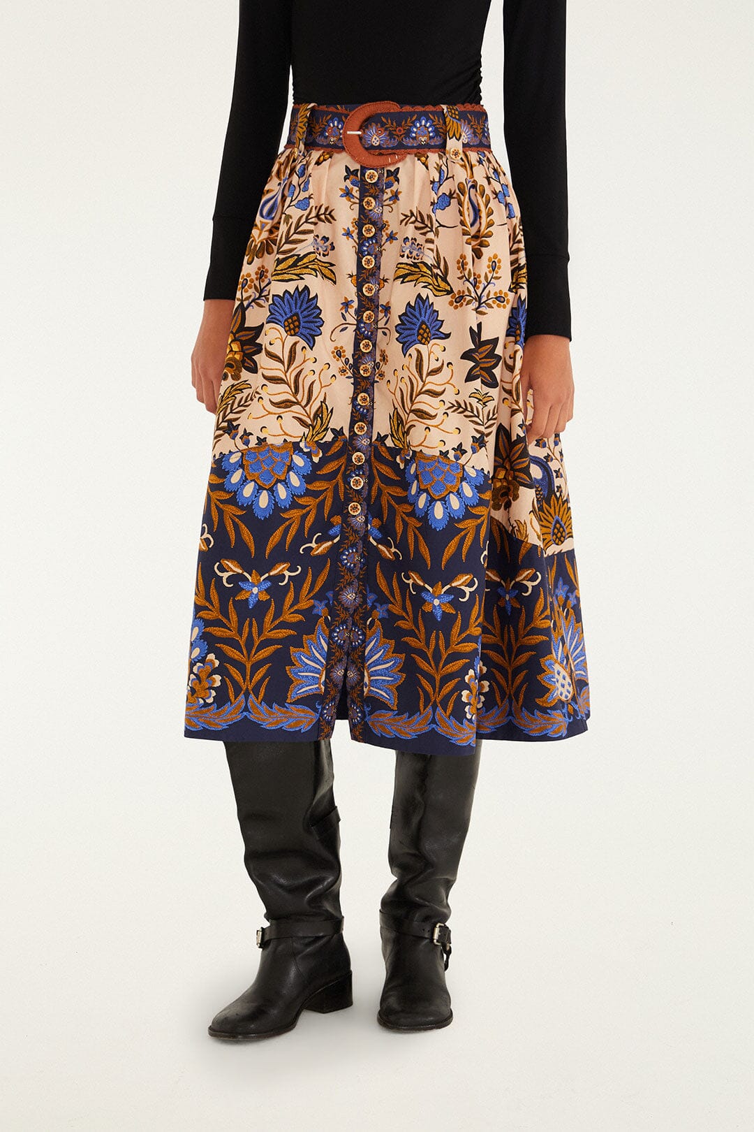 Pink Marvelous Garden Midi Skirt