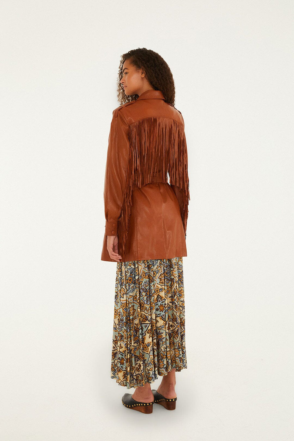 Brown Fringes Leather Coat