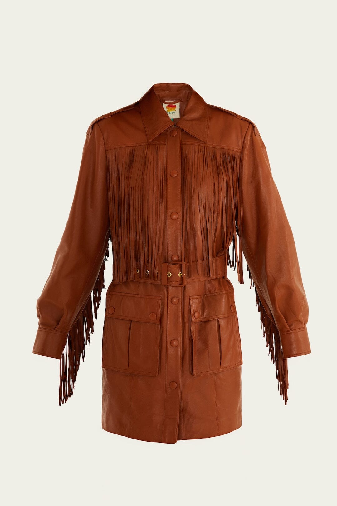 Brown Fringes Leather Coat