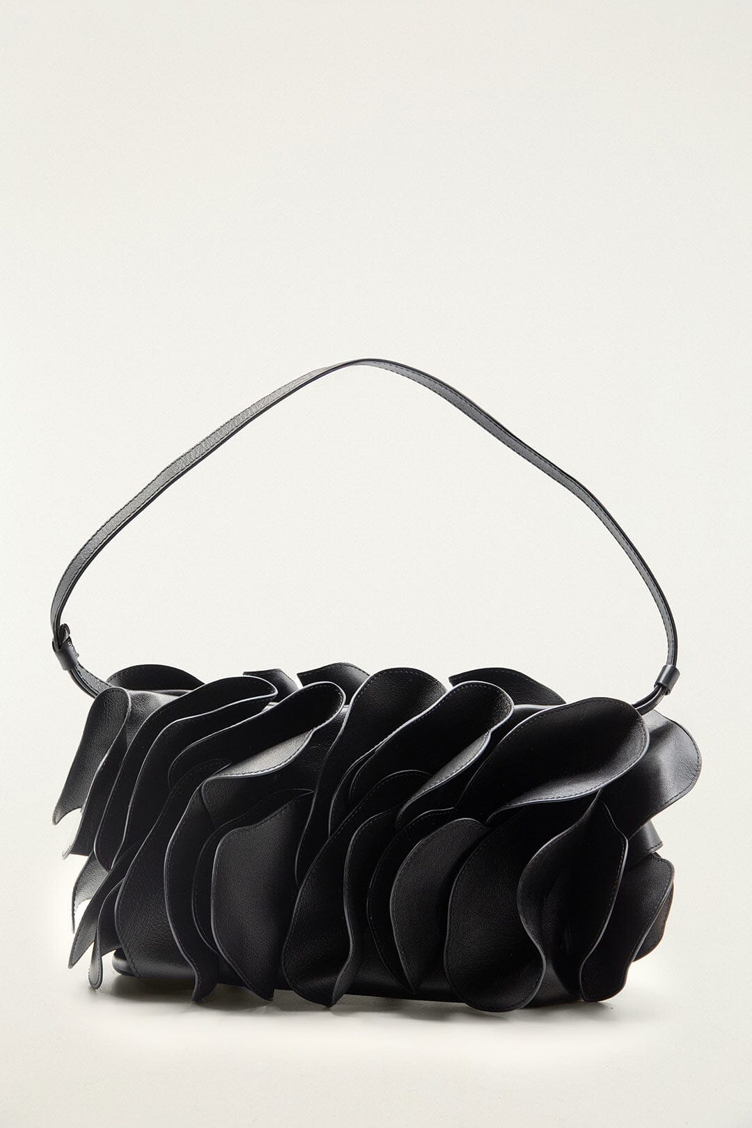Black Leather Shoulder Flower Bag
