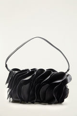 Black Leather Shoulder Flower Bag