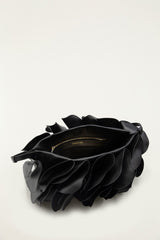 Black Leather Shoulder Flower Bag
