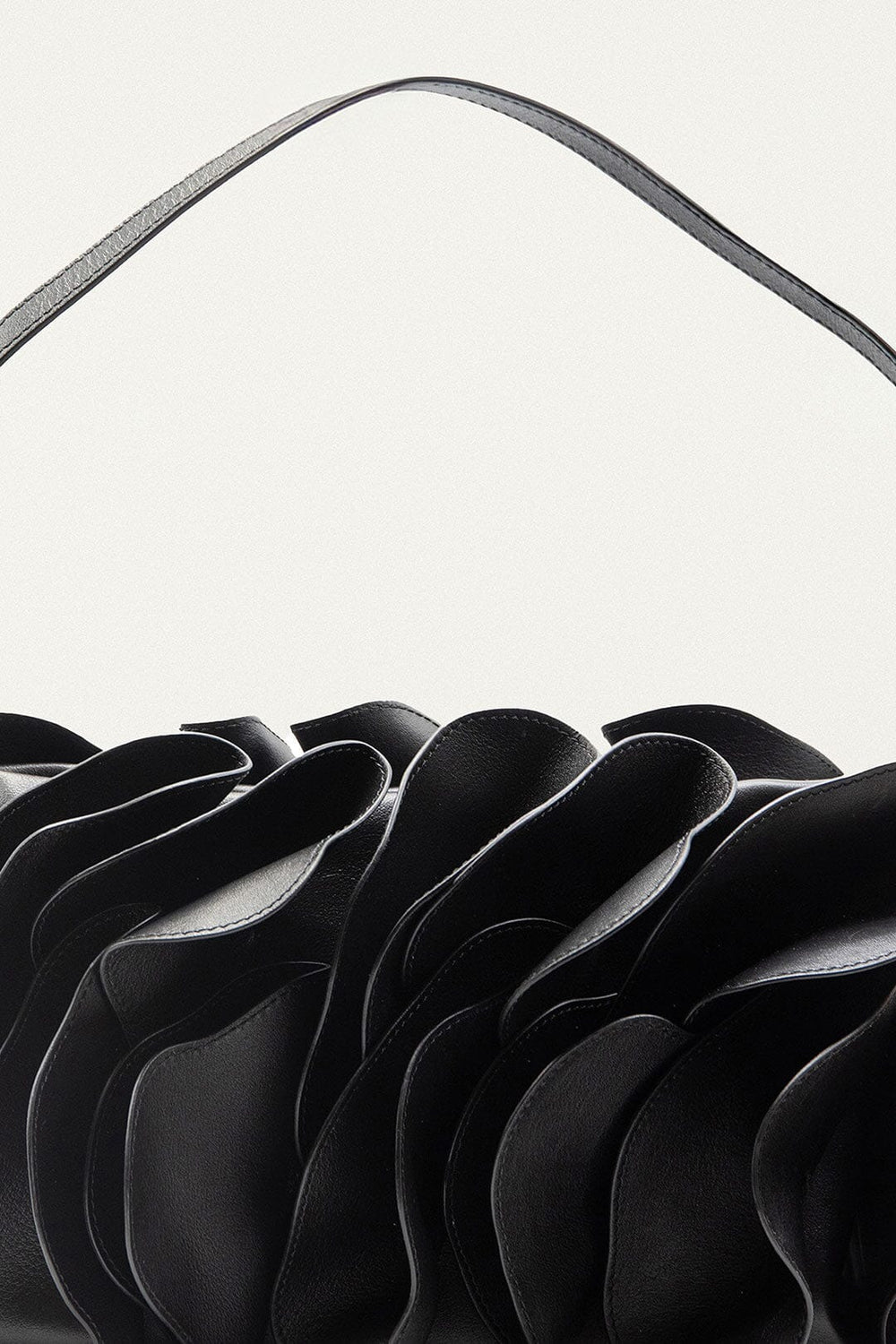 Black Leather Shoulder Flower Bag