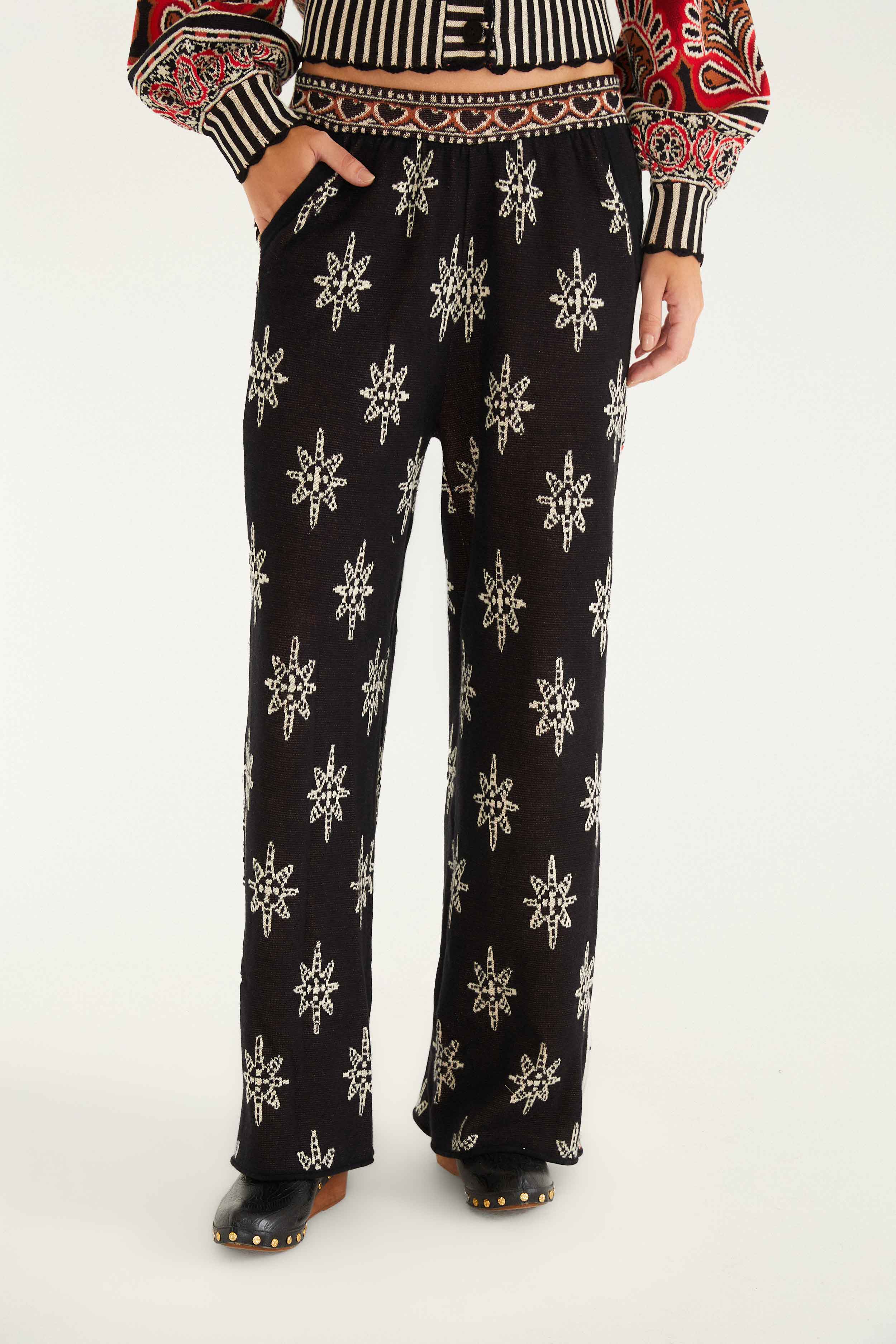 Black Ainika Love Coconut Groove Knit Pants
