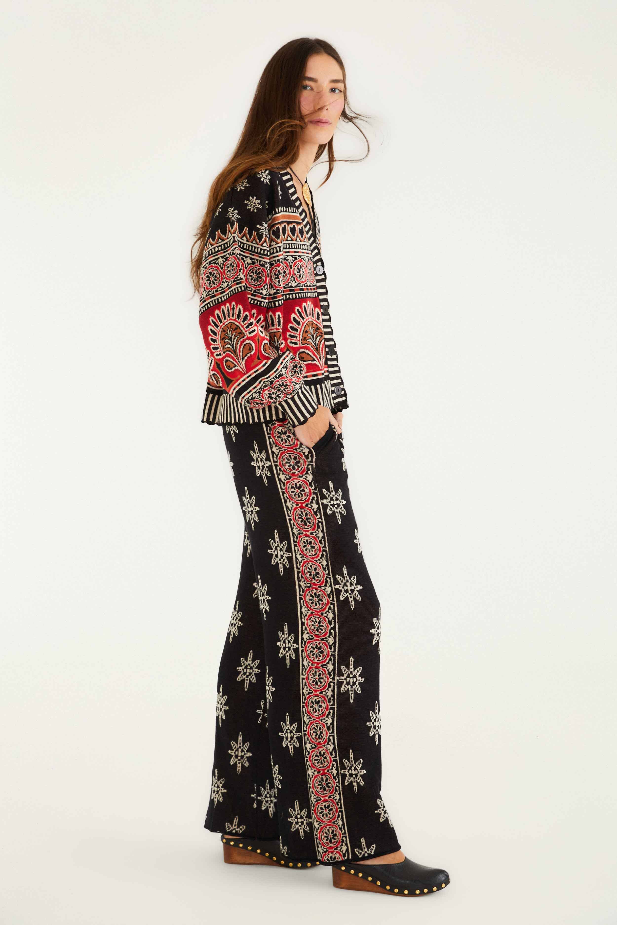 Black Ainika Love Coconut Groove Knit Pants