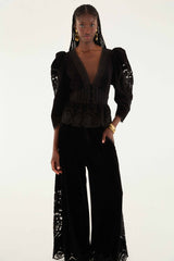 Black Artichoke Heart Richelieu Pants