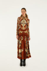 Orange Arabesque Paradise Long Sleeve Blouse