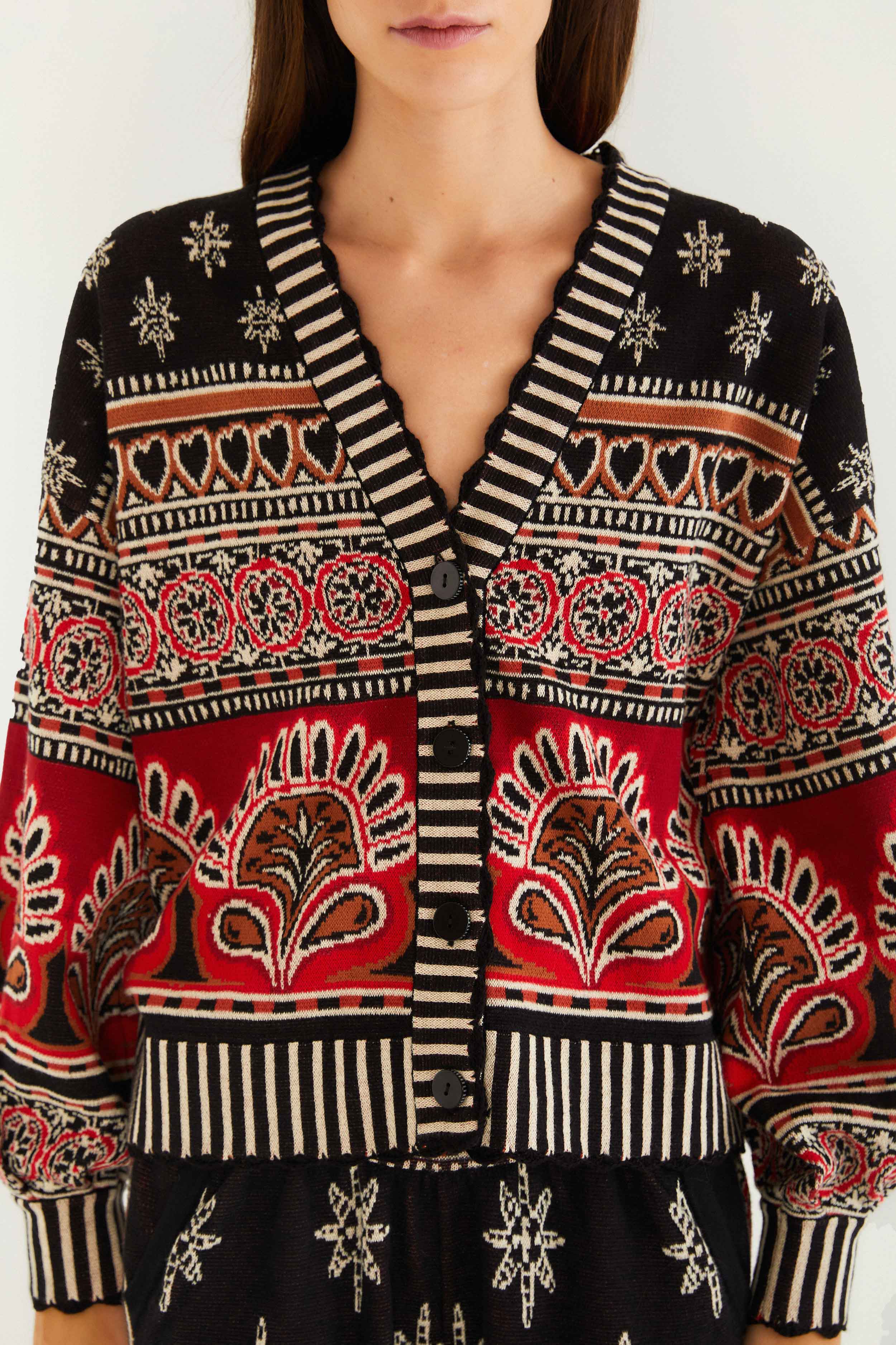 Black Ainika Love Coconut Groove Knit Cardigan