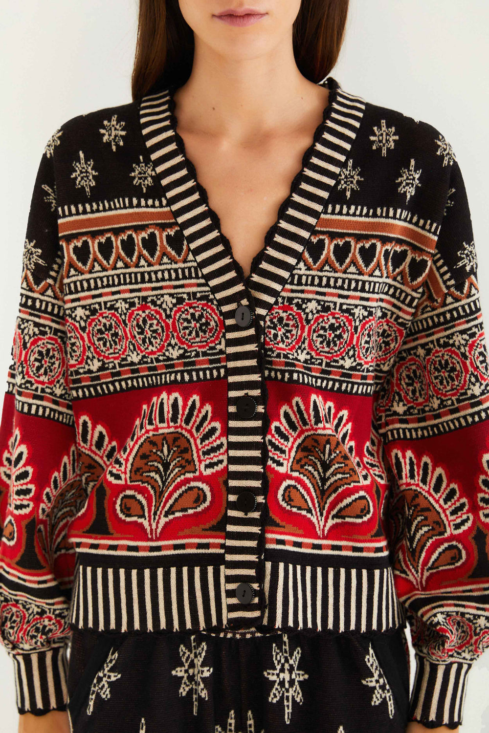 Black Ainika Love Coconut Groove Knit Cardigan
