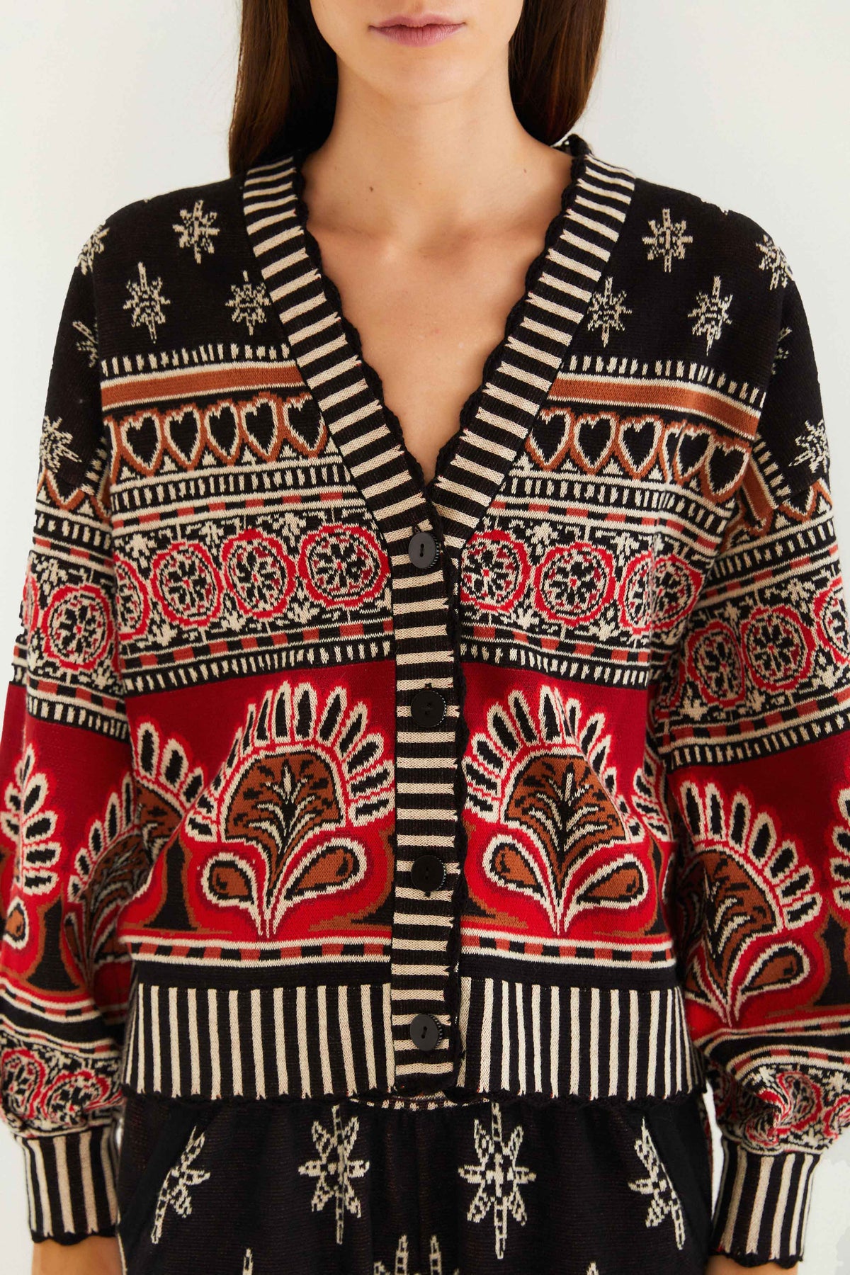 Black Ainika Love Coconut Groove Knit Cardigan