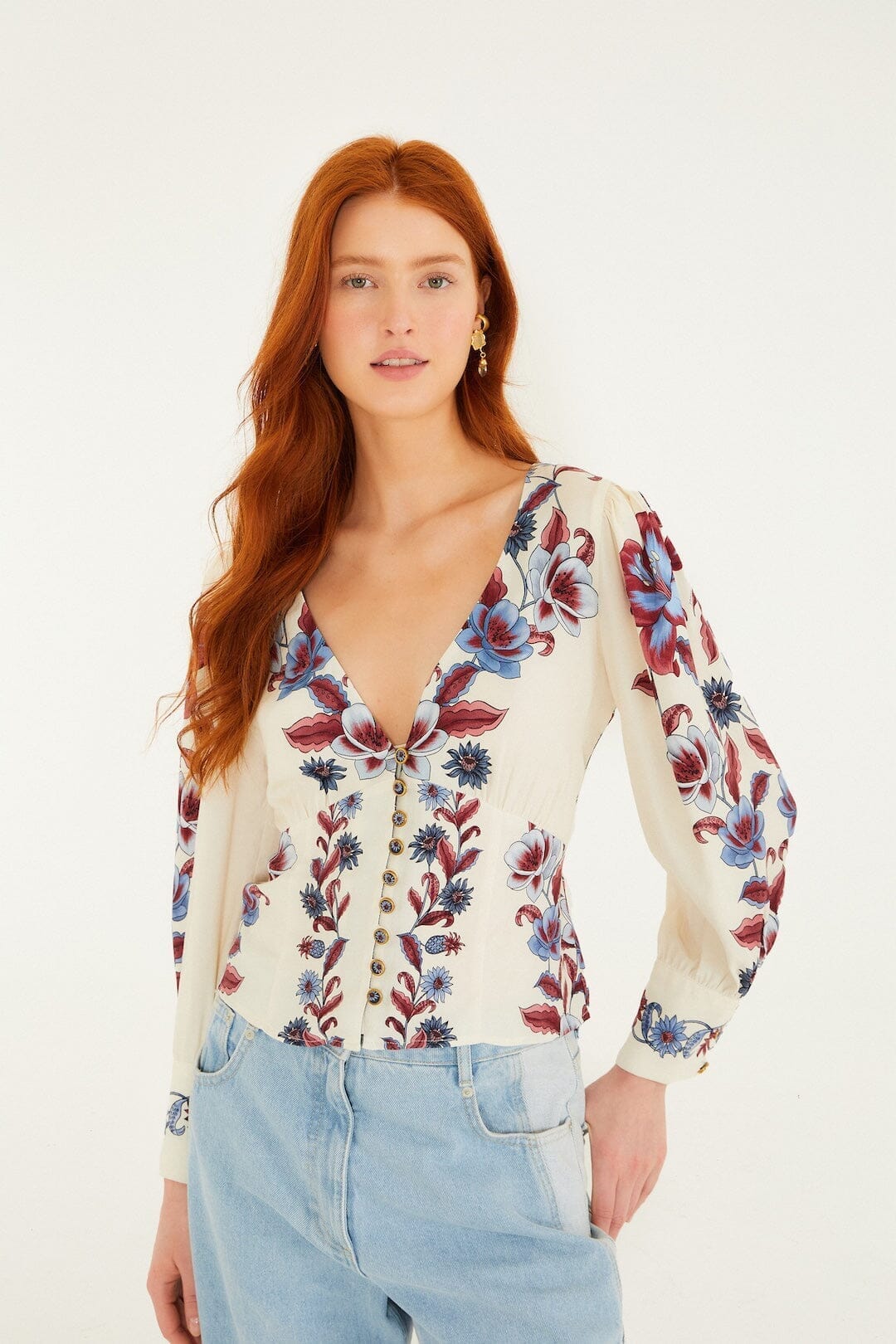 Off-White Malu Winter Buttoned Long Sleeve Blouse