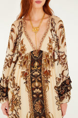 Sand Majestic Garden Ruffled Maxi Dress
