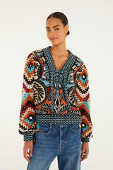 Multicolor Balamana Crochet Sleeve Knit Sweater – FARM Rio