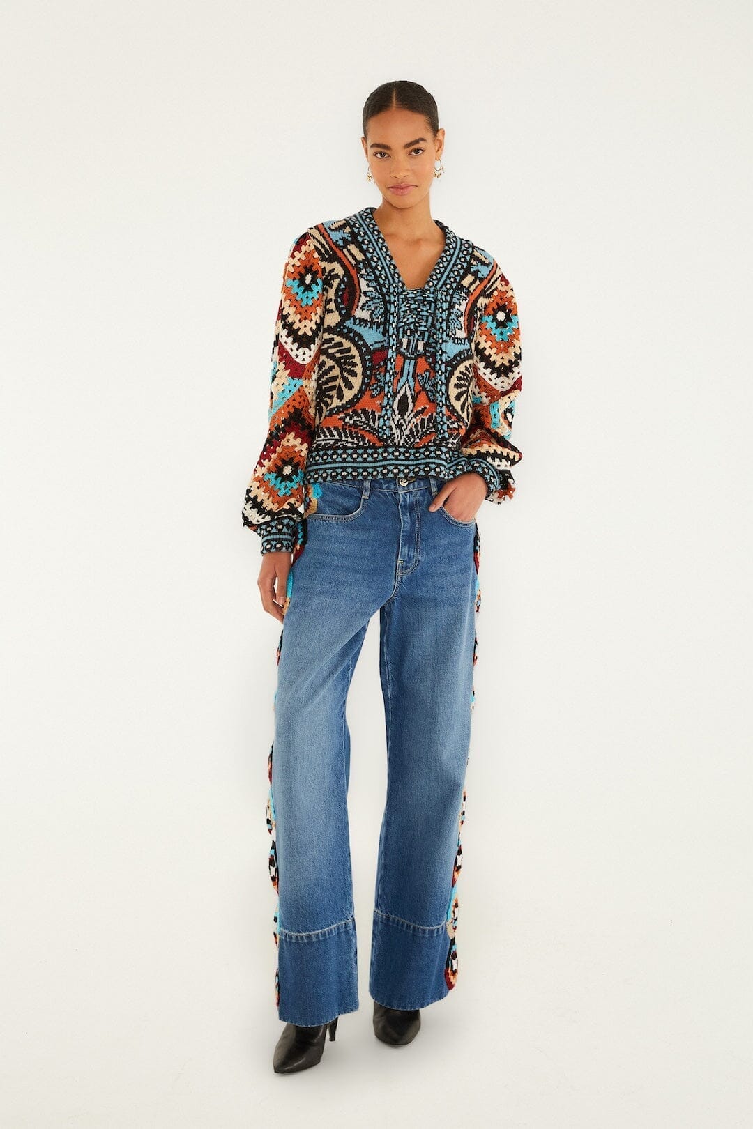 Multicolor Balamana Crochet Sleeve Knit Sweater – FARM Rio