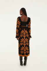 Black Cornely Ainika Embroidered Heart Midi Dress